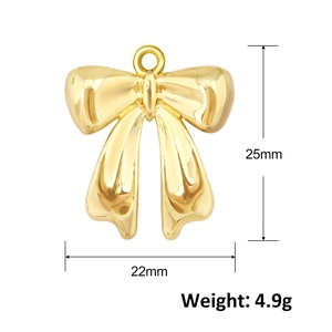 Gepolijst gouden strik hanger detail met 25mm hoogte en 22mm breedte voor sieraden