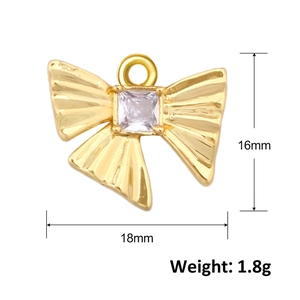 Detail van vergulde strikhanger van 16x18mm met zirkonia voor DIY-sieradenontwerpen