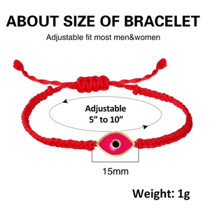 Pulsera de ojo turco hecha a mano con cuerda roja y nudo ajustable para unisex