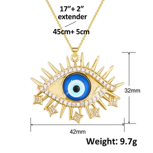 Evil Eye Anhänger Halskette aus vergoldetem Kupfer mit Zirkon und Sternen