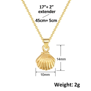 Spécifications détaillées de taille pour un collier pendentif coquillage plaqué or