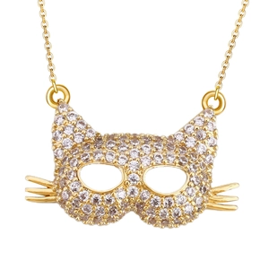 Vergoldetes Kupfer Zirkonia Katze Maske Martini Glas Fledermaus Schnecke Anhänger Halskette Kreativer Mode Schmuck Für Damen Party Geschenk