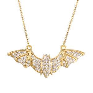 Goldene Fledermaus Halskette mit funkelnden Kristallen für einen edlen Gothic-Look