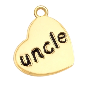 Χρυσό μενταγιόν καρδιά 'uncle' για DIY κολιέ με γυαλισμένο μεταλλικό φινίρισμα