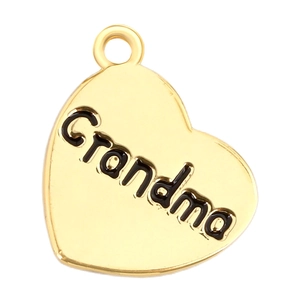 Επιχρυσωμένο μενταγιόν καρδιά με χάραξη Grandma για DIY χειροποίητα κοσμήματα