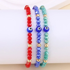 Ensemble de Bracelets en Perles de Verre Faits à Main pour Femmes Vintage Bohémien Mauvais Œil Perles Colorées Élastiques