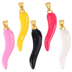 Colorful Italian cornicello chili pendant charms in gold plating and vibrant enamel finish