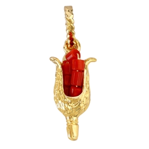 Vintage Gold Anhänger mit roten Korallenperlen für DIY Schmuck Halsketten Design