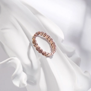 Fashionable 18k gold plated stainless steel hollow dollar sign ring for women