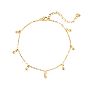 Eleganter Gold-Titastahl-Fußkettchen mit minimalistischen Rundperlen und Verstellkette