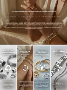 Vue détaillée des bijoux en acier inoxydable plaqués or 18 carats avec texture étanche
