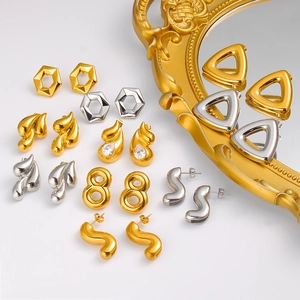 Orecchini geometrici minimalisti in acciaio inossidabile oro e argento a forma di esagono