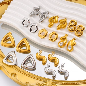 Orecchini geometrici esagerati in acciaio inossidabile finitura oro e argento