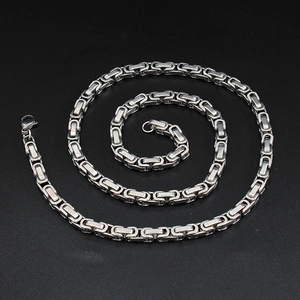 Silver Byzantine link chain necklace in stainless steel with secure lobster clasp