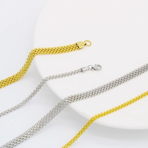 Multi-strand tennis necklace in gold and silver finish with high-quality lobster clasp