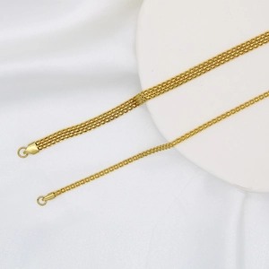 Elegant 18k gold plated braided flat mesh necklace in multi-strand stainless steel finish
