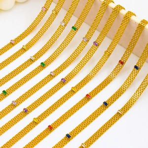 18K Gold Plated Stainless Steel Mesh Woven Necklace And Bracelet Set With Rectangular Zirconia Women Fashion Jewelry
