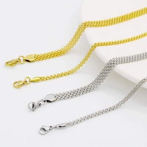 2mm/6mm multi-layer braided tennis necklaces in gold and silver stainless steel finishes