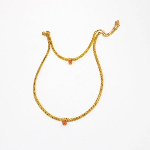 18K gold plated twisted snake chain necklace set with orange round zircon pendants