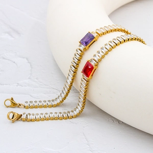 Chic 18K gold plated tennis bracelets with colorful zircon stones and lobster clasp