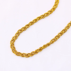 Collar de cadena trenzada de acero inoxidable chapado en oro de 18K con vista de 45 grados