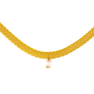Élégant collier en maille plaqué or 18 carats avec pendentif en zircone cubique carré