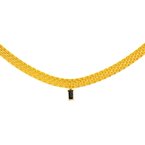 Collier élégant à plusieurs rangs dorés avec pendentif en zircon carré noir