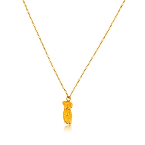 Minimalist gold tone stainless steel necklace with abstract female body torso pendant