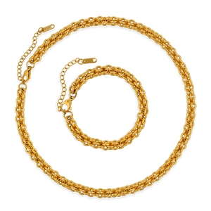Conjunto de joyas doradas con collar y pulsera trenzados de estilo bizantino