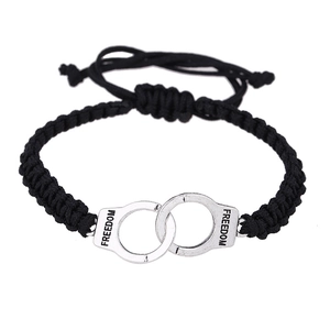 Handcuff Woven Rope Bracelets With Freedom Engraved Adjustable Charm Fashion Jewelry For Men Women Couple Accessory