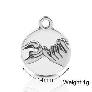 Ciondolo retrò argento Pinky Swear per gioielli DIY con 14mm di diametro e 1g