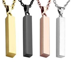 Minimalistische geometrische Balkenanhänger Halsketten in Gold, Schwarz, Roségold und Silber