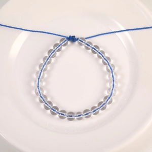 Bracciale dei Desideri Intrecciato a Mano Con Perline di Vetro Trasparenti Corda di Cera Regolabile Regalo Card per Coppie Uomo Donna Gioielli