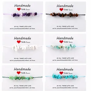 Handgefertigtes Naturstein Armband Boho Unregelmäßige Mineral Wachsschnur Verstellbarer Minimalistischer Schmuck Für Unisex