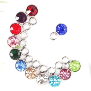 Set of 13 colorful 6mm round birthstone charms with silver settings for DIY jewelry making