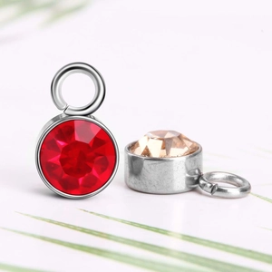 DIY 6mm birthstone crystal pendants with gold metal bezel for jewelry making