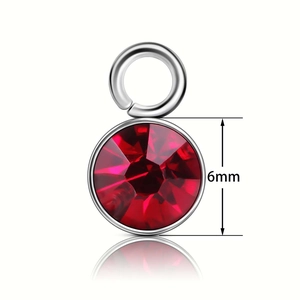 DIY 6mm red birthstone pendant accessory with silver metal frame and facet cut design