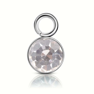 DIY 6mm faceted crystal birthstone charm with silver metal setting and open jump ring