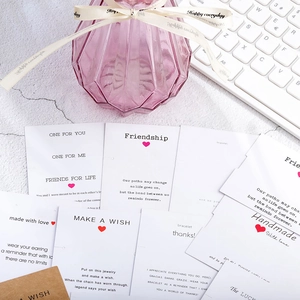 Tarjetas de papel blanco para joyería con diseños de corazones Make a Wish y textos