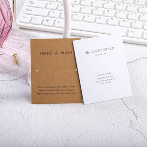 Tarjetas de exhibición de joyas Make a Wish en kraft y cartulina blanca para collares
