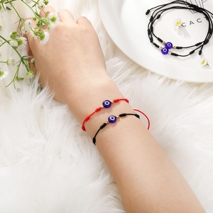Handgemaakte Evil Eye geweven armbanden met verstelbare rode en zwarte koorden