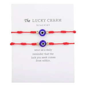 Handgemaakte Verstelbare Boze Oog Gevlochten Touw Armband Geluksbrenger Glas Kraal Geweven Armband Voor Mannen Vrouwen