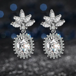 Elegantes Pendientes Colgantes de Cobre y Circonia Con Poste de Plata de Ley 925 Chapado en Oro Gota de Agua Florales Joyería para Mujer Regalo