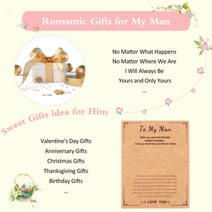 Coffret cadeau romantique pour homme avec bracelet en pierre de lave et carte de vœux