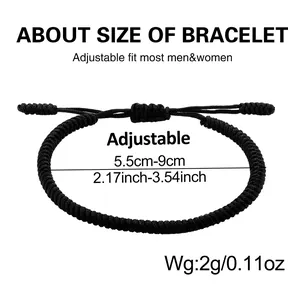 Größentabelle für das handgeflochtene Knotenarmband mit 5,5cm bis 9cm Verstellbereich