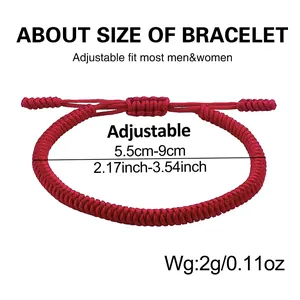 Größentabelle für verstellbares rotes geflochtenes Armband von 5,5cm bis 9cm