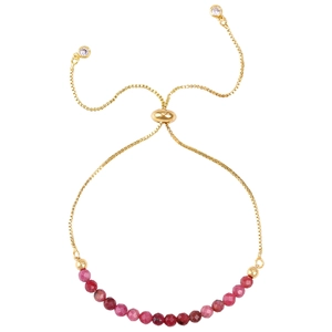 4mm natural crystal beads bracelet with gold-plated snake chain and adjustable slide clasp