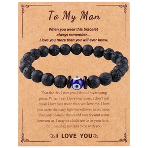 Lava stone bead bracelet on a gift card with To My Man message for mens jewelry