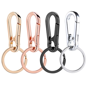 DIY Metal Carabiner Keychain D-Ring Spring Clip With Flat Key Ring Alloy Electroplated Key Chain Accessory For Men Women