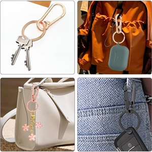 Universal metal carabiner keychain with D-ring spring hook for car keys and bags